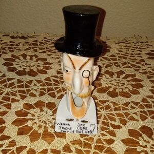 Vintage Ceramic Head Ashtray with Black Hat